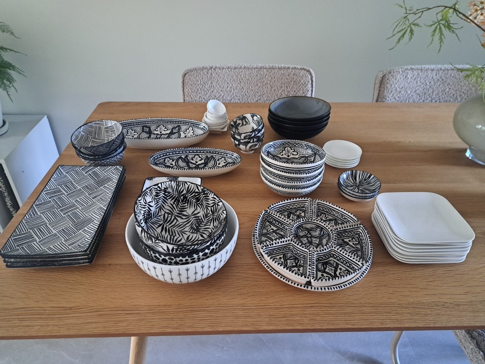 Mooi zwart-wit servies, Ophalen, Gebruikt, Overige merken, Keramiek