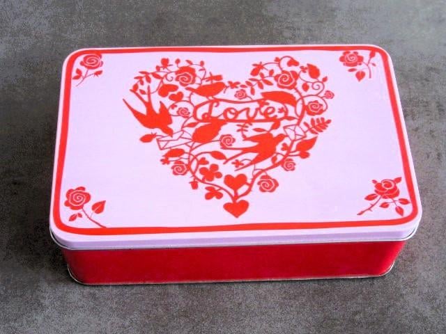 1 leuk blik met hartjes - love hart liefde, Verzamelen, Blikken, Ophalen of Verzenden, Overige