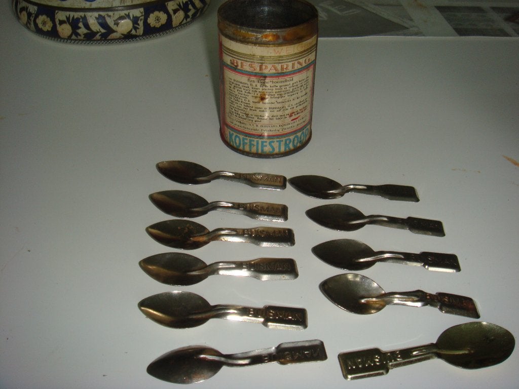 Set van 10 vintage Buisman koffiestroop lepeltjes, Ophalen of Verzenden