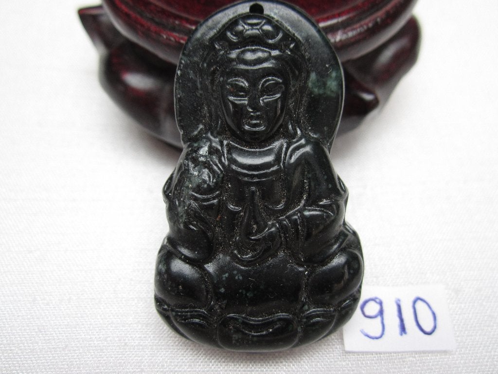 Prachtige amulet hanger van chinese jade GUANYIN 910 #, Ophalen of Verzenden, Zo goed als nieuw, Steen of Mineraal