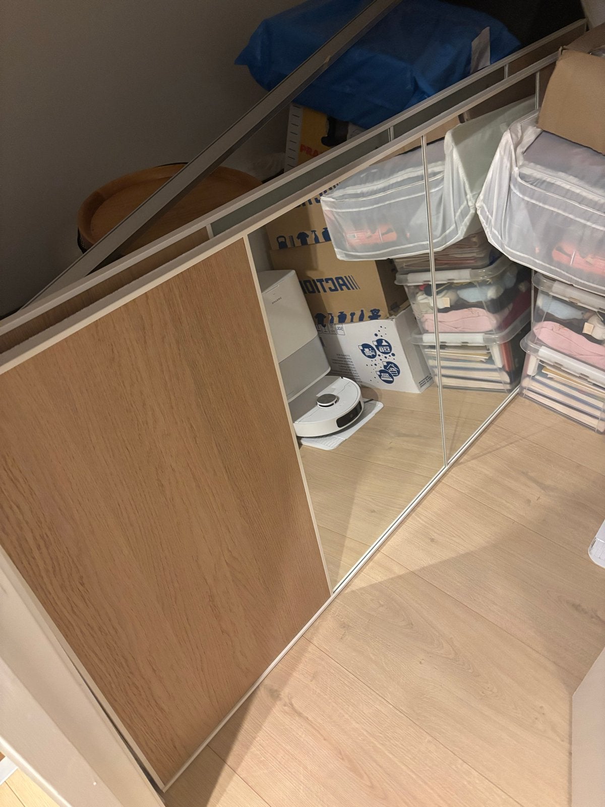 IKEA Pax Schuifdeuren (2x) - Eikenhout en Spiegel, Huis en Inrichting, Ophalen, Gebruikt, 100 tot 150 cm, 200 cm of meer