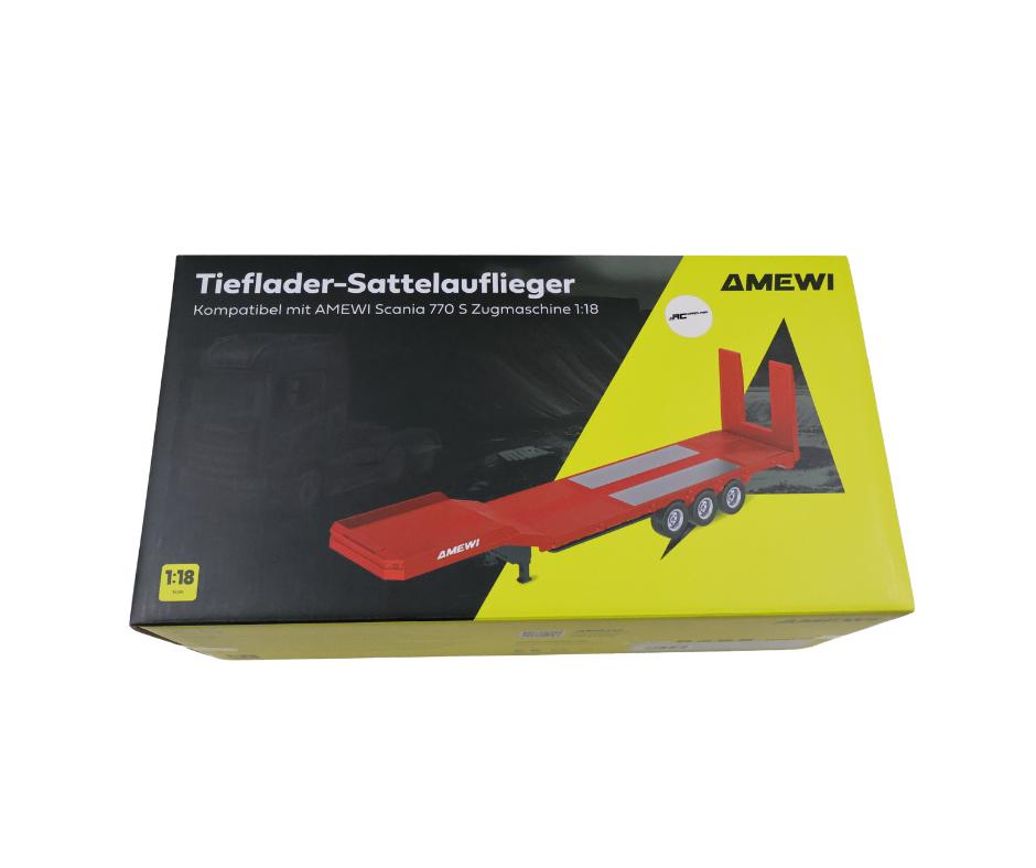 Huina Flatbed Semi-Trailer 3 Axles Scania 1:18 grijs, Hobby en Vrije tijd, Ophalen of Verzenden, Nieuw, Overige schalen, Onderdeel