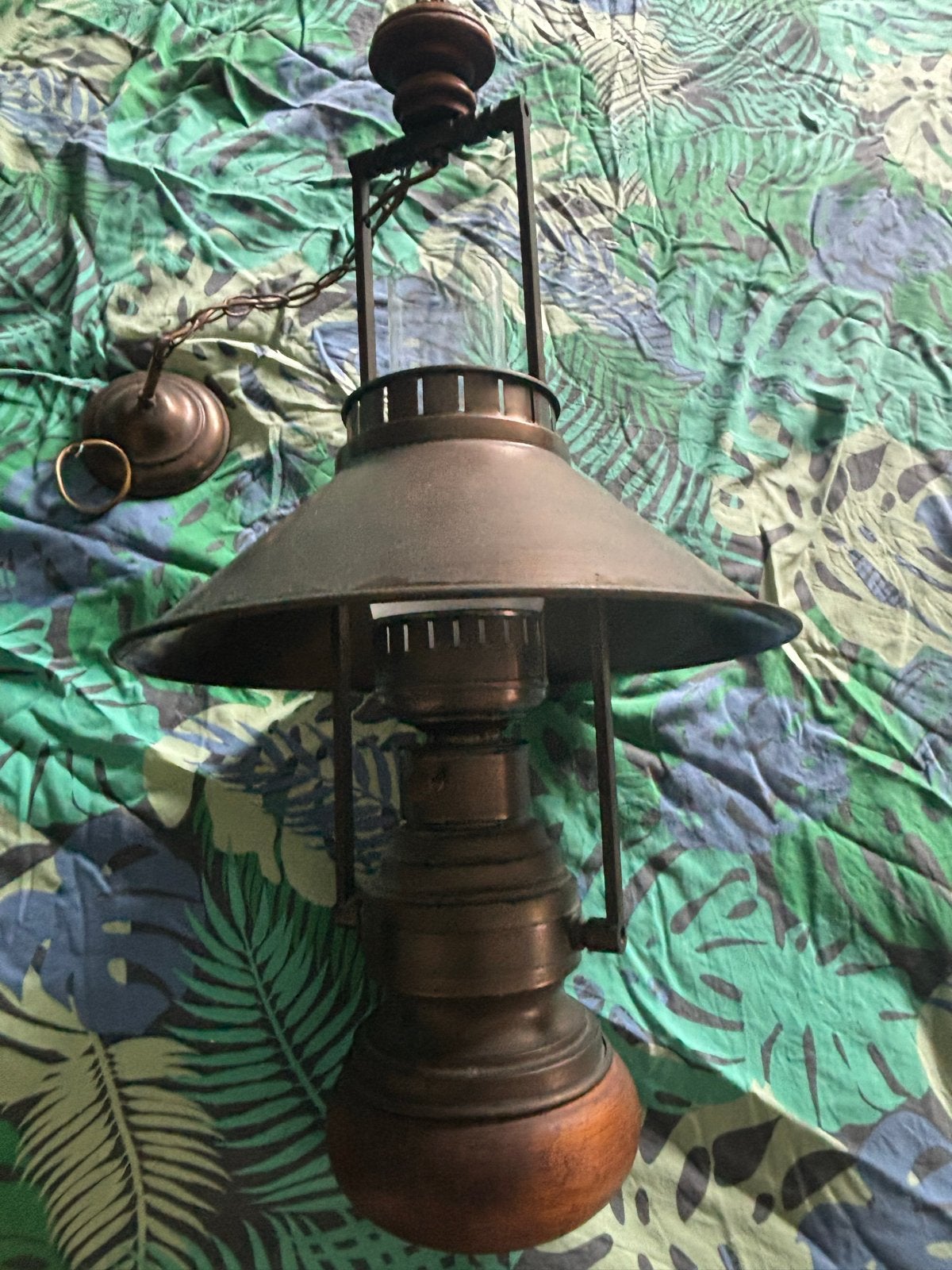 Antieke hanglamp - Koperen olielamp stijl, Ophalen