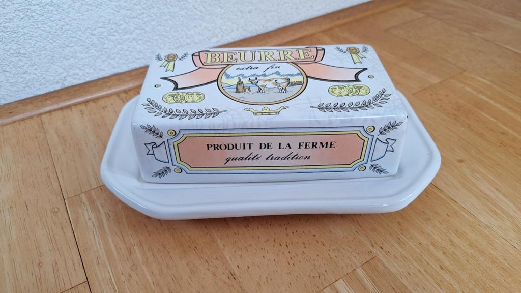 Vintage Franse Boterdoos met Schaal - "Beurre extra fin", Ophalen