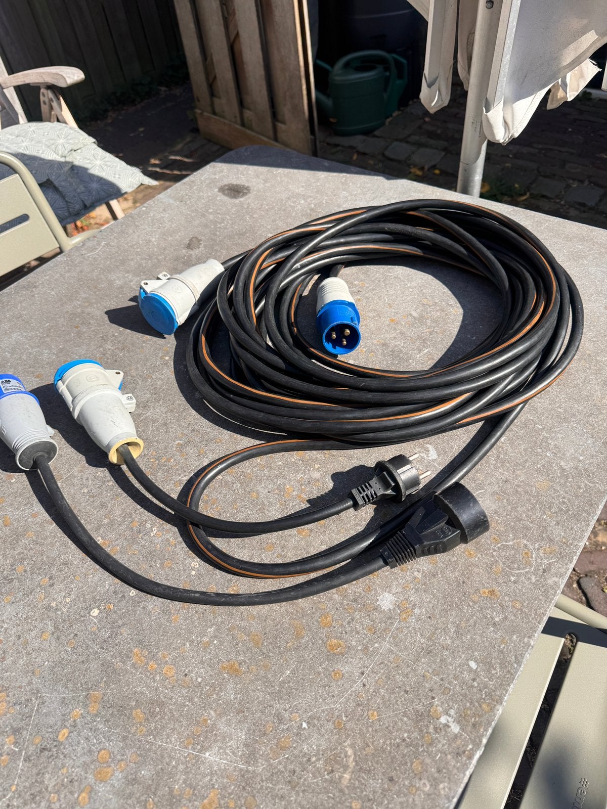 Cee 2,5mm2 zware walstroom verlengsnoer met verlopen schuko, Ophalen of Verzenden, Zo goed als nieuw