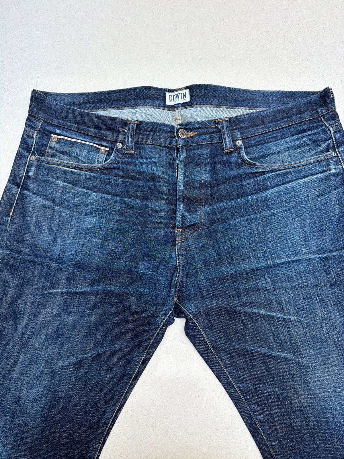 Edwin ED-80 Slim Tapered Jeans W38 L34, Ophalen of Verzenden, Zo goed als nieuw, Blauw, W36 - W38 (confectie 52/54)