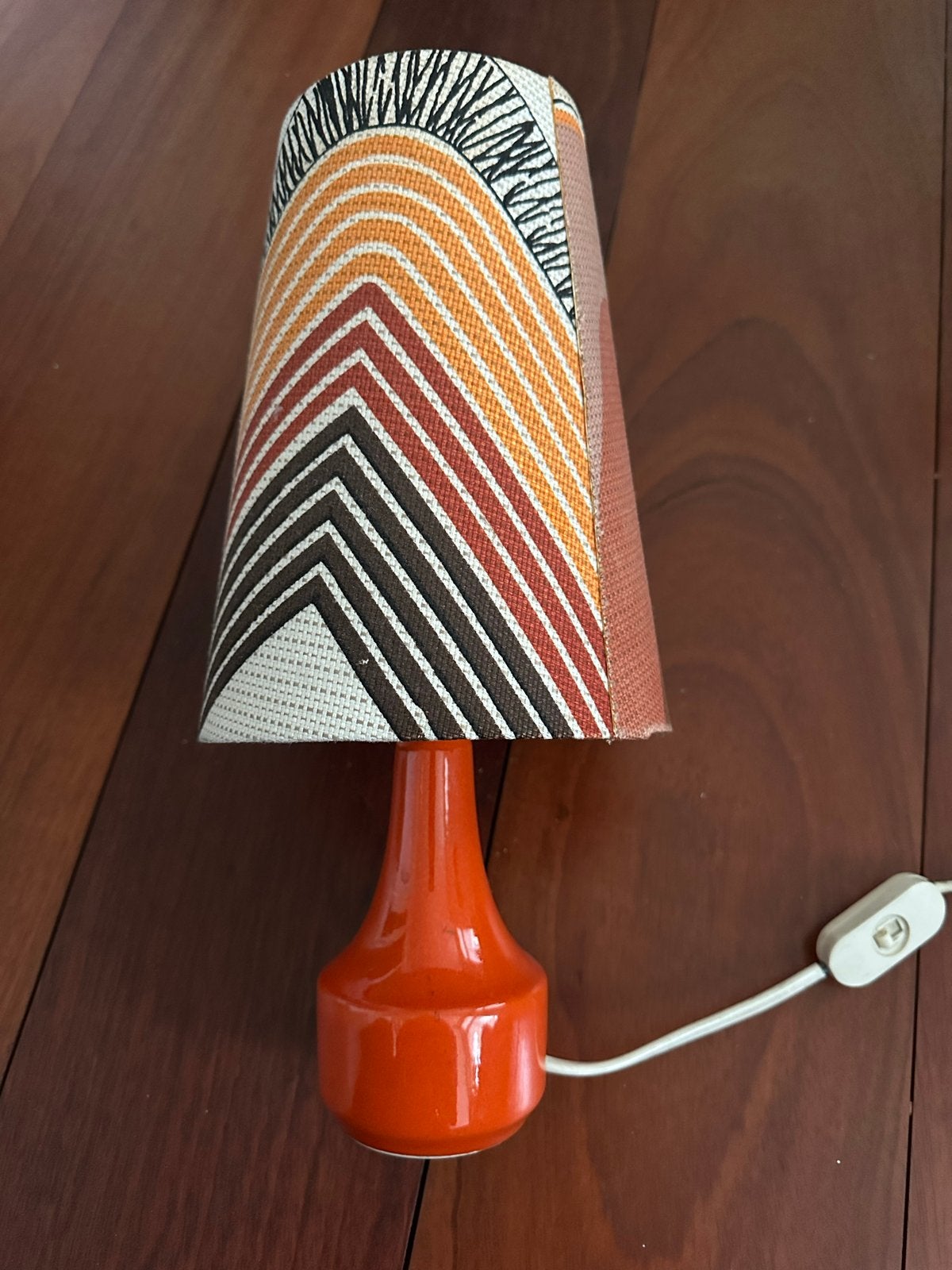 Vintage Tafellamp Oranje Keramiek met Stoffen Kap, Met schakelaar, Gebruikt, Overige merken, Vintage
