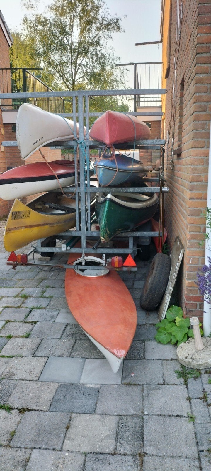 Gegalvaniseerde kanotrailer plus kano s, Watersport en Boten, Kano's, Ophalen, Gebruikt, Eén persoon