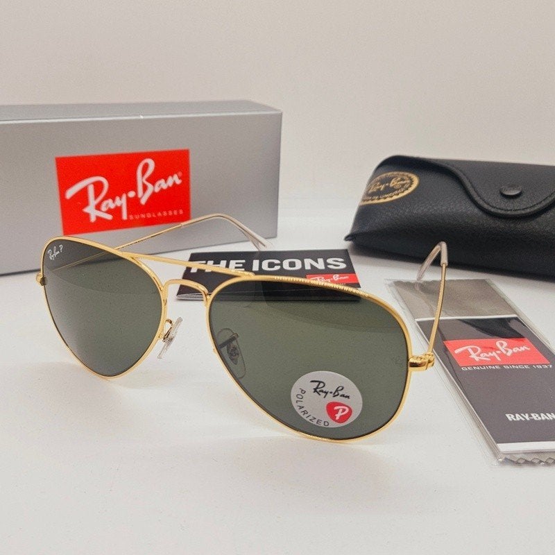 Ray-Ban Aviator Polarized Goud/Groen 58mm RB3025 (Ray Ban), Zonnebril, Nieuw, Ophalen of Verzenden, Ray-Ban