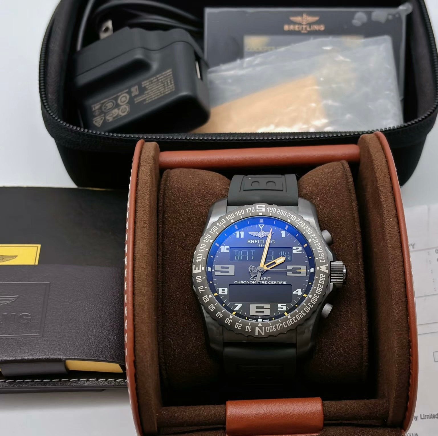 Breitling cockpit B50 night mission special yellow edition, Ophalen of Verzenden, Zo goed als nieuw, Breitling