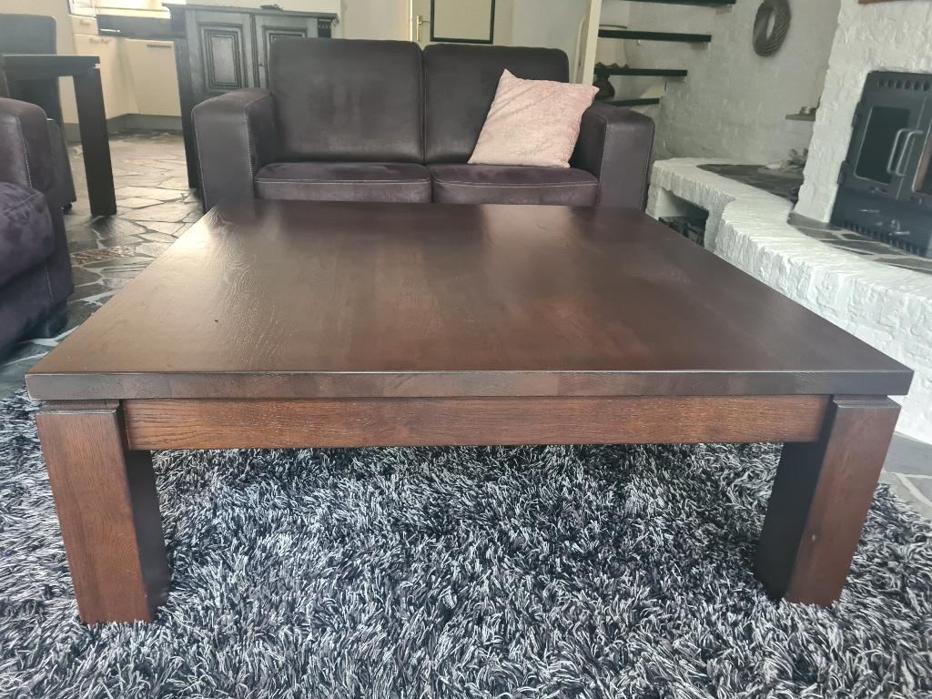 Koloniale salontafel met lade + eettafel + hoge kamerkast, Ophalen, Gebruikt, 100 tot 150 cm, 75 cm of meer