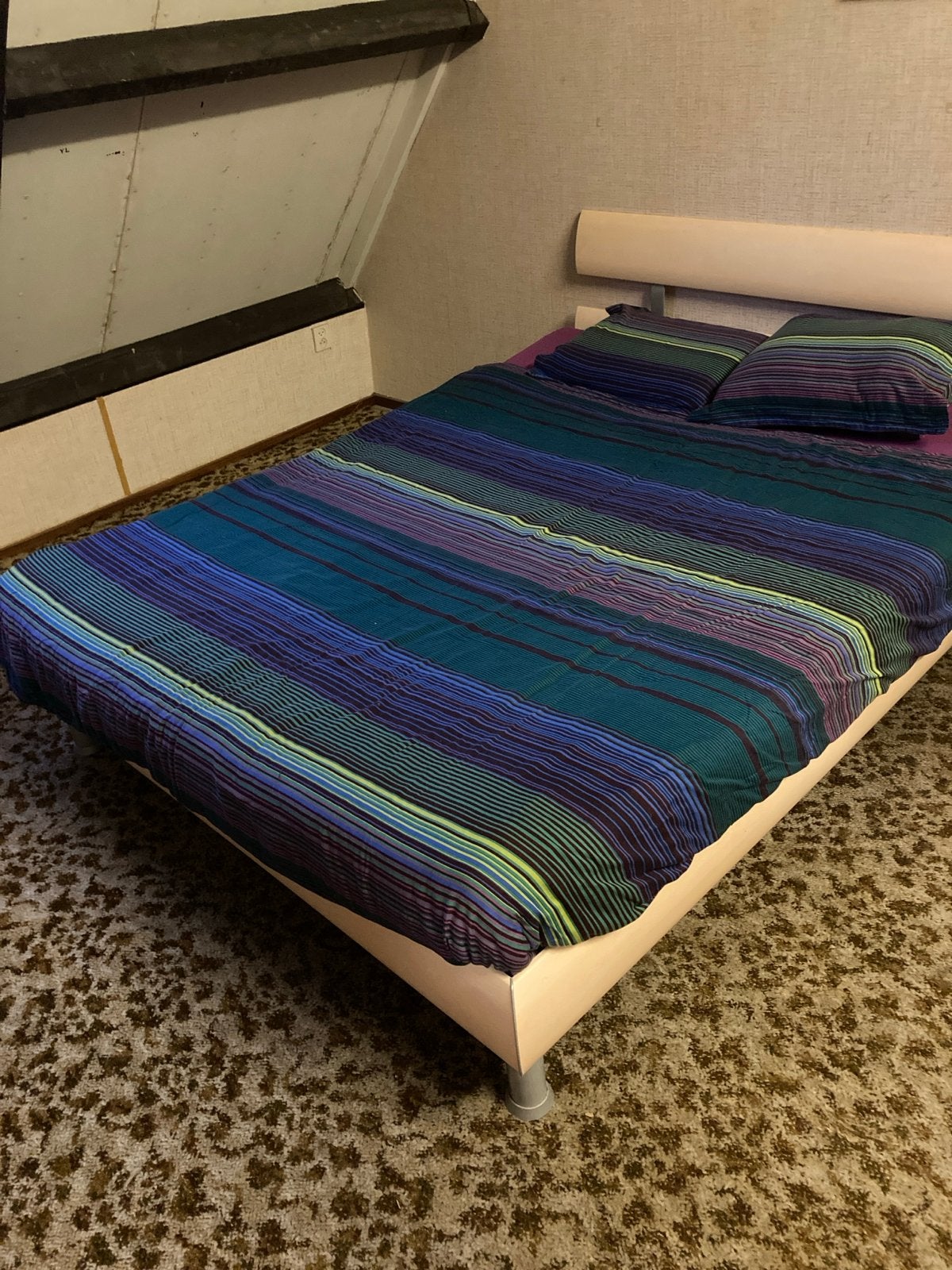 Tweepersoonsbed verstelbaar met lattenbodem, Ophalen, Beige, Tweepersoons, 140 cm