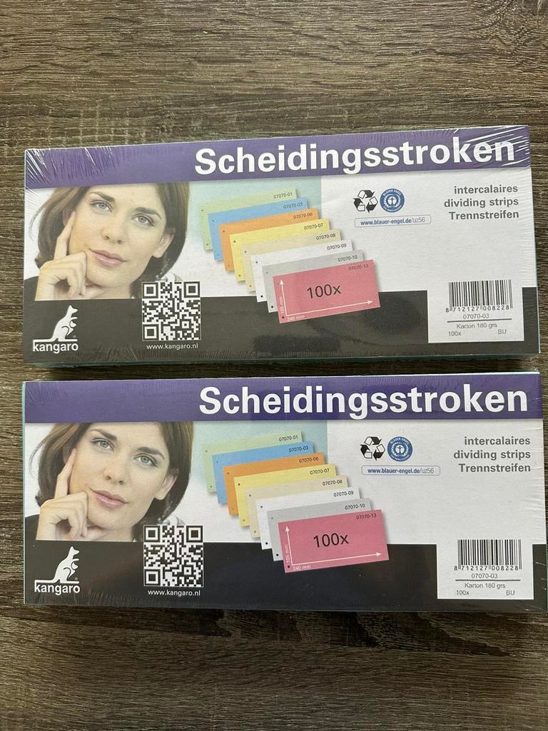 Kangaro Scheidingsstroken - 2 x 100 stuks (blauw), Diversen, Bureau-accessoires, Nieuw, Ophalen of Verzenden