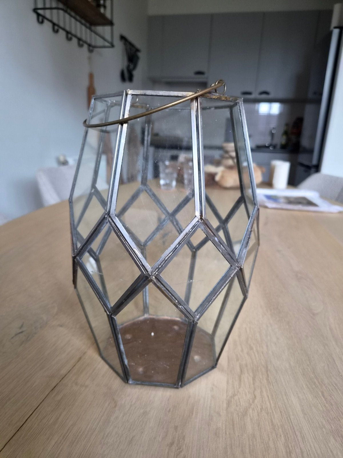 Windlicht Brass Glass Messing 27 cm hoog, Ophalen of Verzenden, Glas, Windlicht