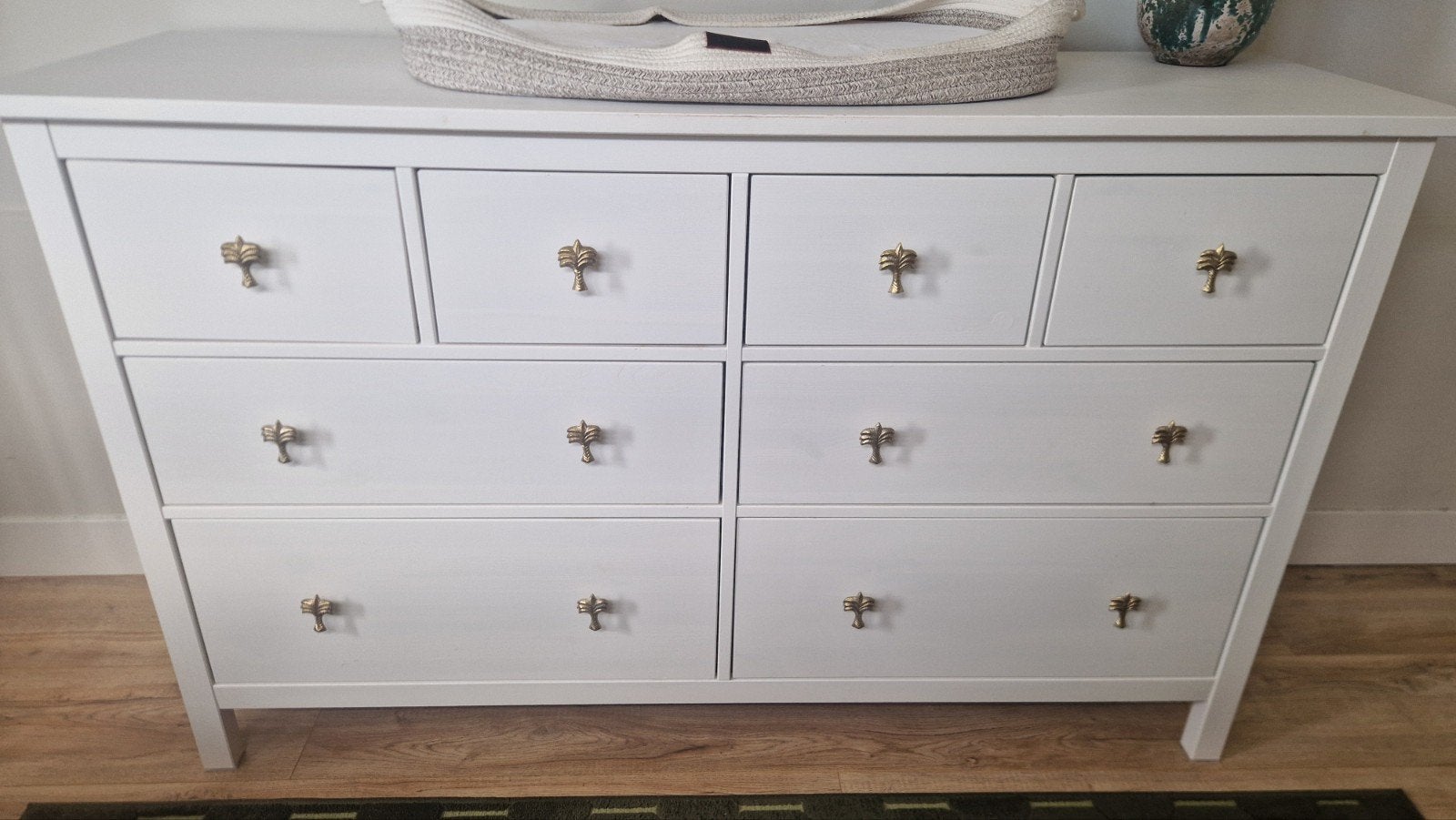 Ikea Hemnes ladekast - 8 lades + Doing Good Palmknoppen, Ophalen, Gebruikt, 50 tot 70 cm, 100 cm of meer