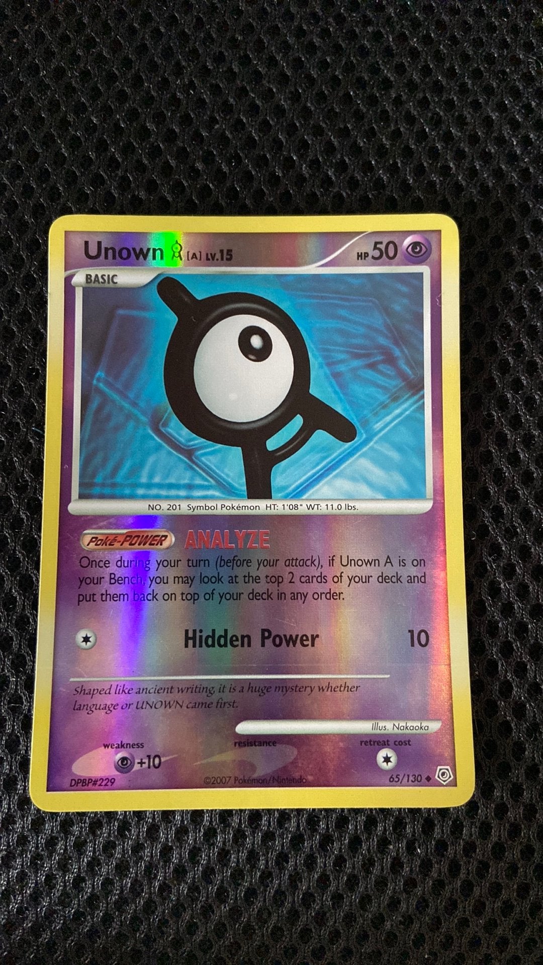 Unown [A] 65/130 Diamond & Pearl Reverse Holo Pokemon Card, Ophalen of Verzenden, Zo goed als nieuw