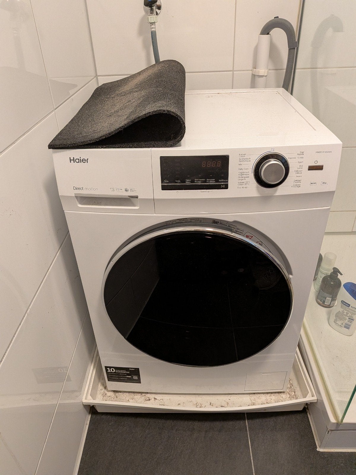Haier Wasmachine HW80-B16636N incl. accessoir, Ophalen, 1200 tot 1600 toeren, Gebruikt, 8 tot 10 kg