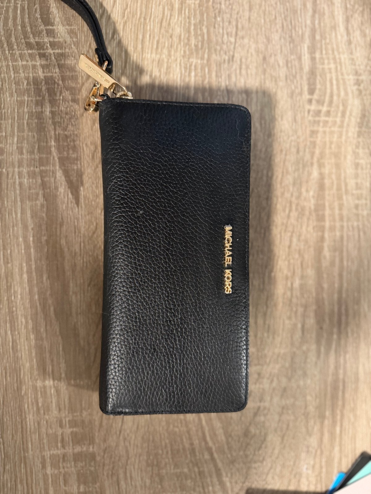 Michael Kors portemonnee - Zwart leer, Overige merken, Zwart, Ophalen of Verzenden, Zo goed als nieuw