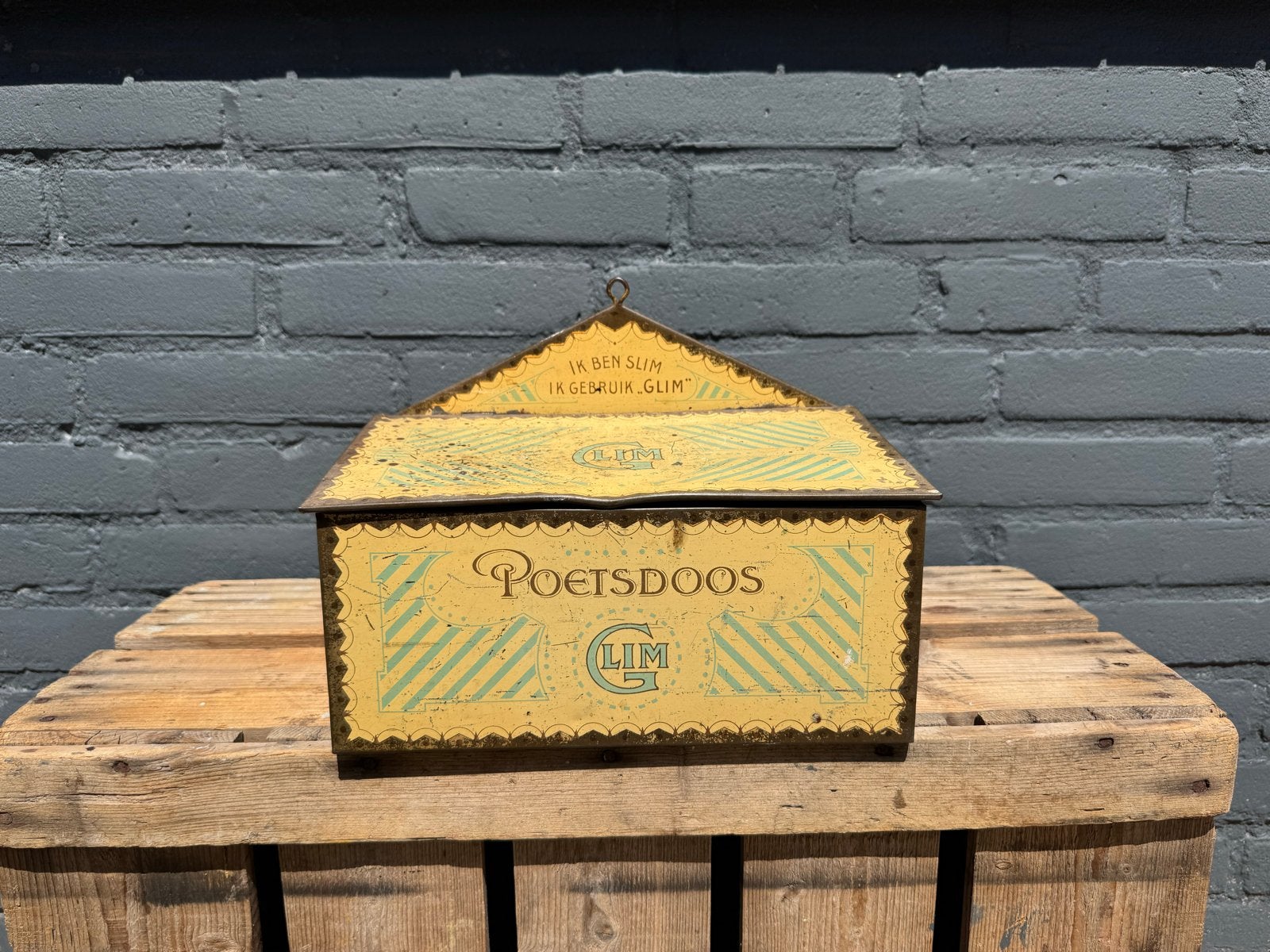 Antieke Glim Poetsdoos - Vintage Reclame Blik, Ophalen of Verzenden