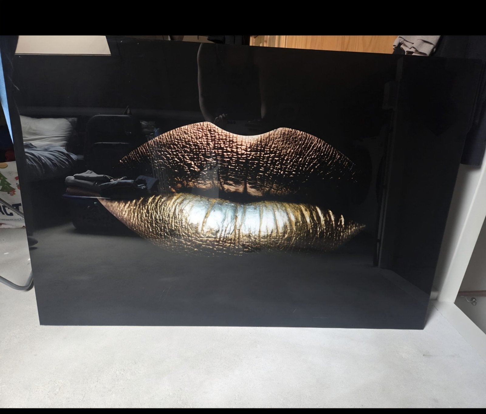poster lippen zwart goud, Ophalen, Foto of Poster