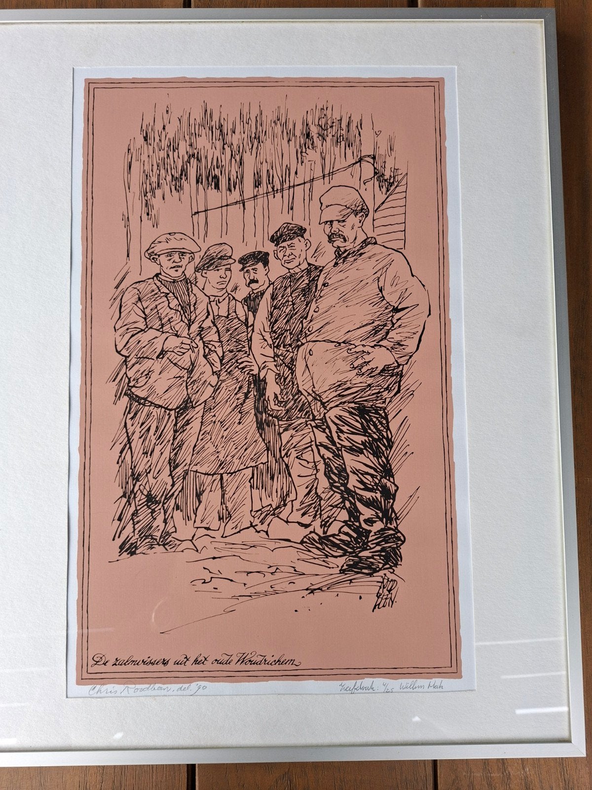 Zeefdruk 'De zalmvissers uit het oude Woudrichem', Antiek en Kunst, Ophalen