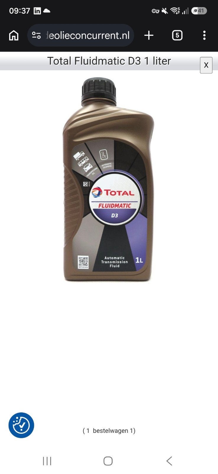 3x Total Fluidmatic D3 Automatische Transmissie Olie 1 Liter, Ophalen of Verzenden, Nieuw, Universele onderdelen