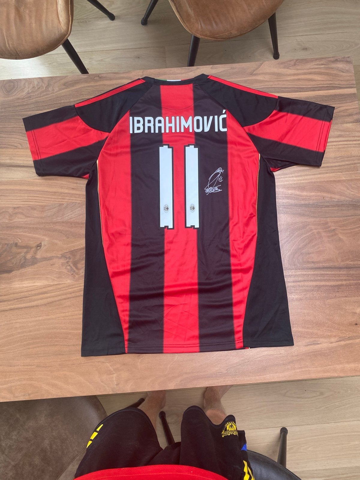 Gesigneerd Ibrahimovic AC Milan Shirt L Adidas 2010/2011, Maat L, Ophalen of Verzenden, Gebruikt, Shirt