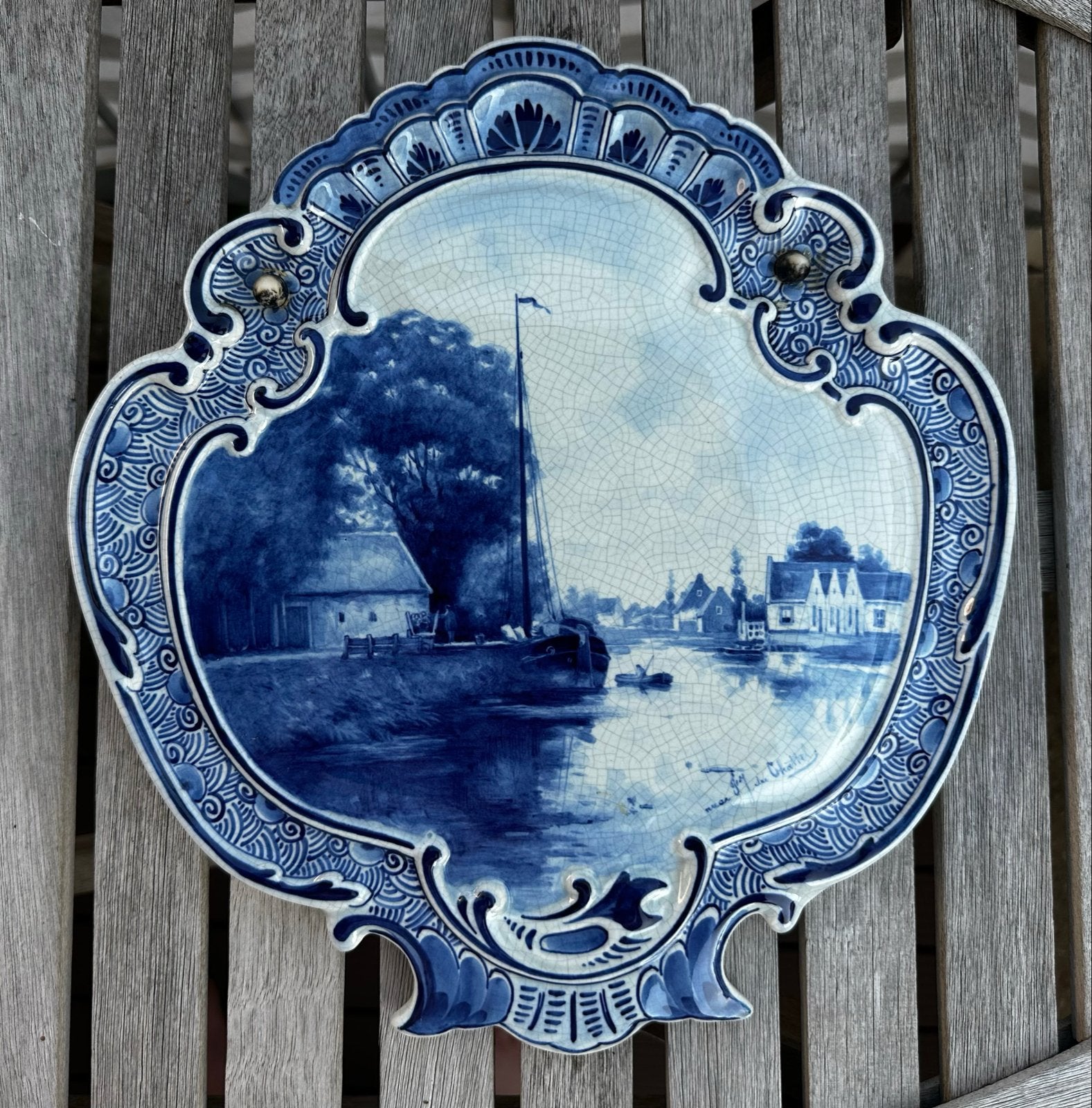 Antiek Delfts Blauw Wandbord - naar F.J. du Chattel - 1896, Antiek en Kunst, Ophalen of Verzenden