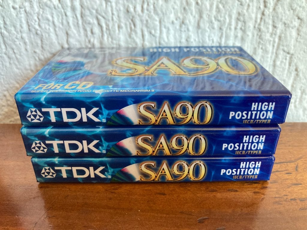 3 duurzame TDK SA90 cassettebandjes nog verpakt in cellofaan, Overige genres, Ophalen of Verzenden, Nieuw in verpakking, Onbespeeld