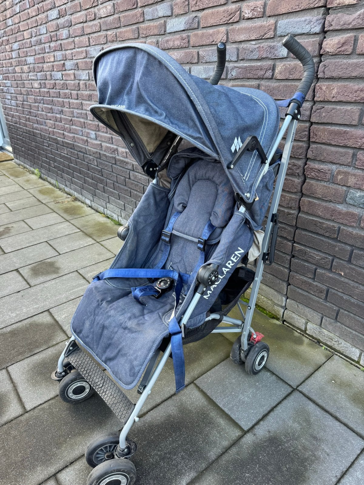 Maclaren buggy in blauw Denim - Ideaal voor onderweg, Ophalen, Gebruikt, Overige merken