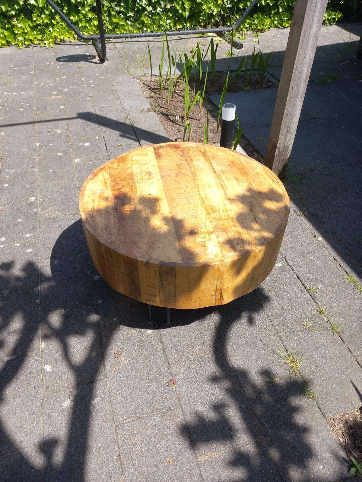 Industriële salontafel, rond, diameter 70 cm, Ophalen, Gebruikt, 50 tot 100 cm, Rond
