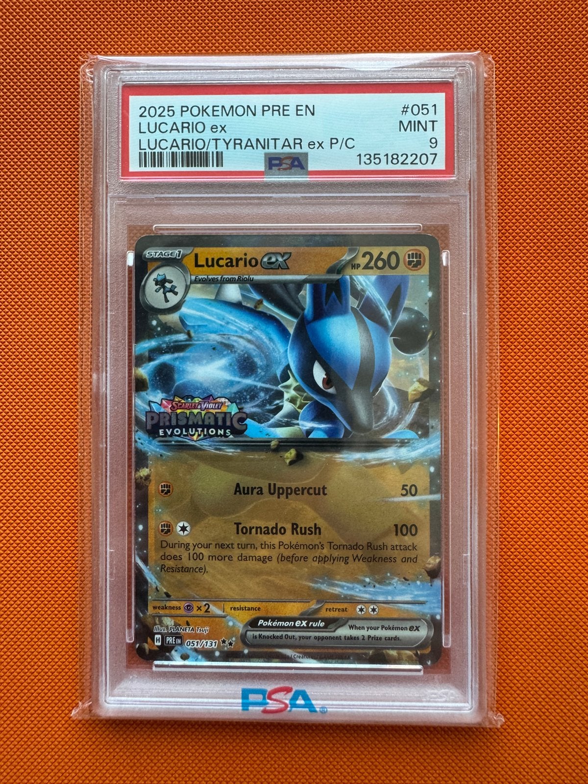 Lucario ex (051/137) PSA 9 Mint - Pokémon Kaart, Ophalen of Verzenden, Nieuw, Losse kaart