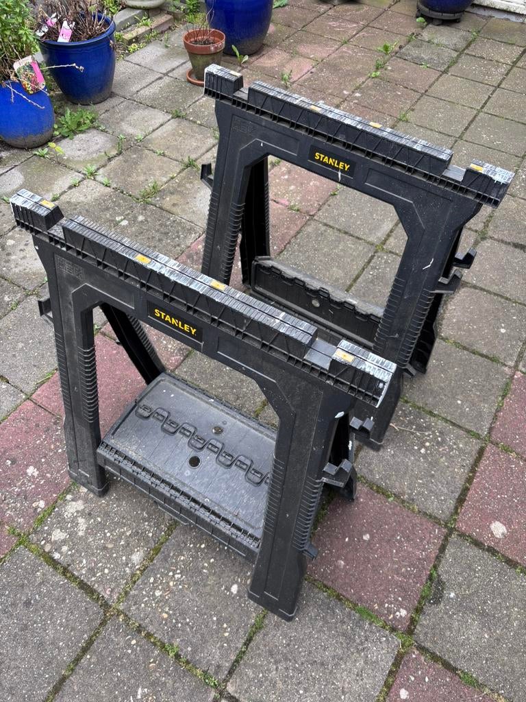 Kunststof schragen van het merk Stanley, Doe-het-zelf en Verbouw, Ophalen, Gebruikt, 70 tot 120 cm, Inklapbaar