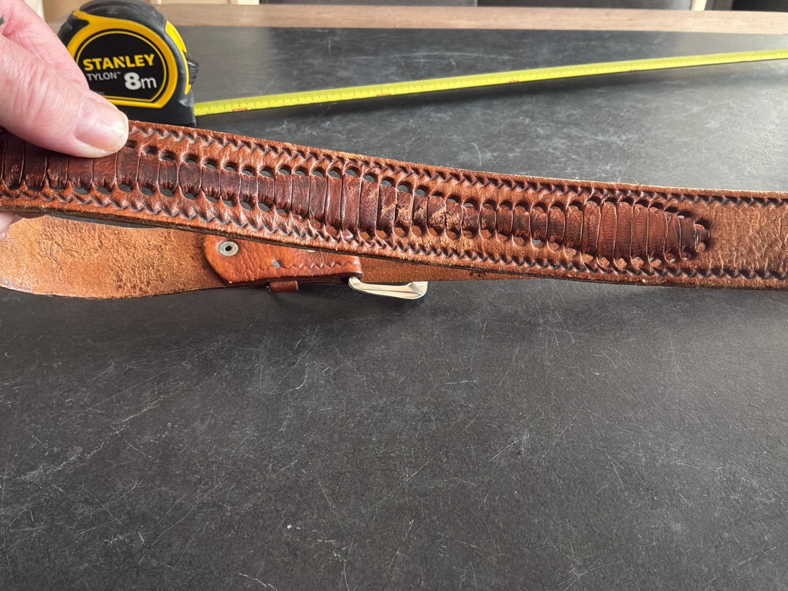 Echt Leren Bewerkte Riem - Bruin, Echt leder, Heupriem, Ophalen of Verzenden, Gedragen