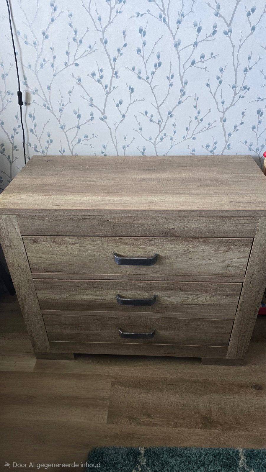 Commode met 3 laden - Houtlook, Ophalen, 100 tot 150 cm, 50 tot 100 cm, Zo goed als nieuw