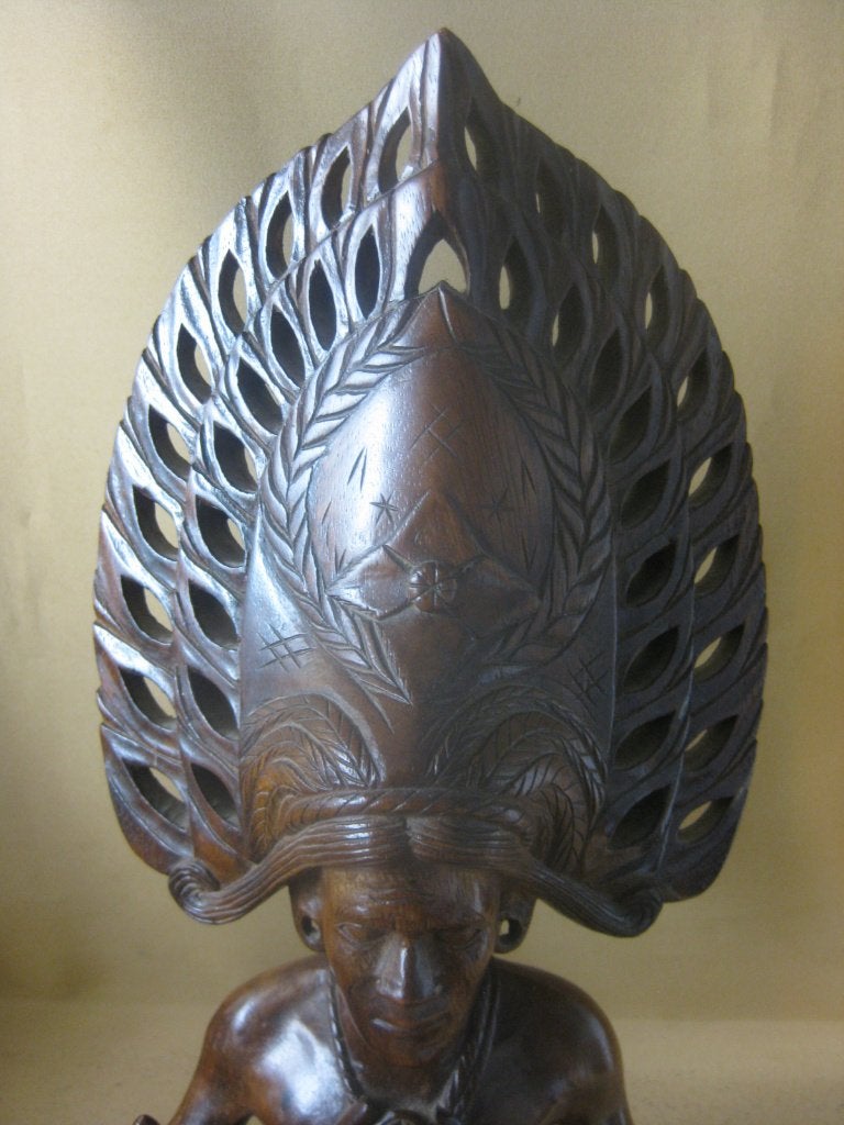 Groot houten beeld man met hond Filippijnen 41 cm, Antiek en Kunst, Ophalen of Verzenden, Handgemaakt, 20 - 50 cm, Beeld