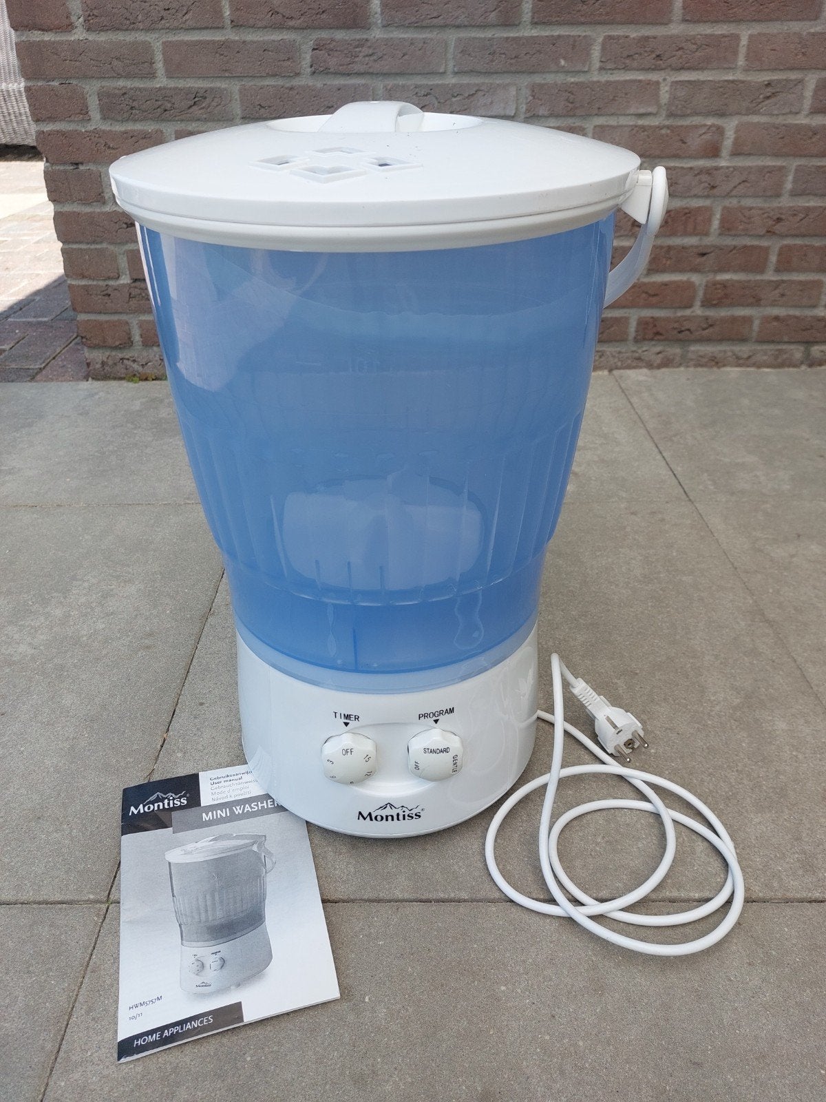 Montiss Mini Wasmachine - Compact en Draagbaar, Handwasprogramma, Minder dan 1200 toeren, Minder dan 85 cm, Minder dan 4 kg
