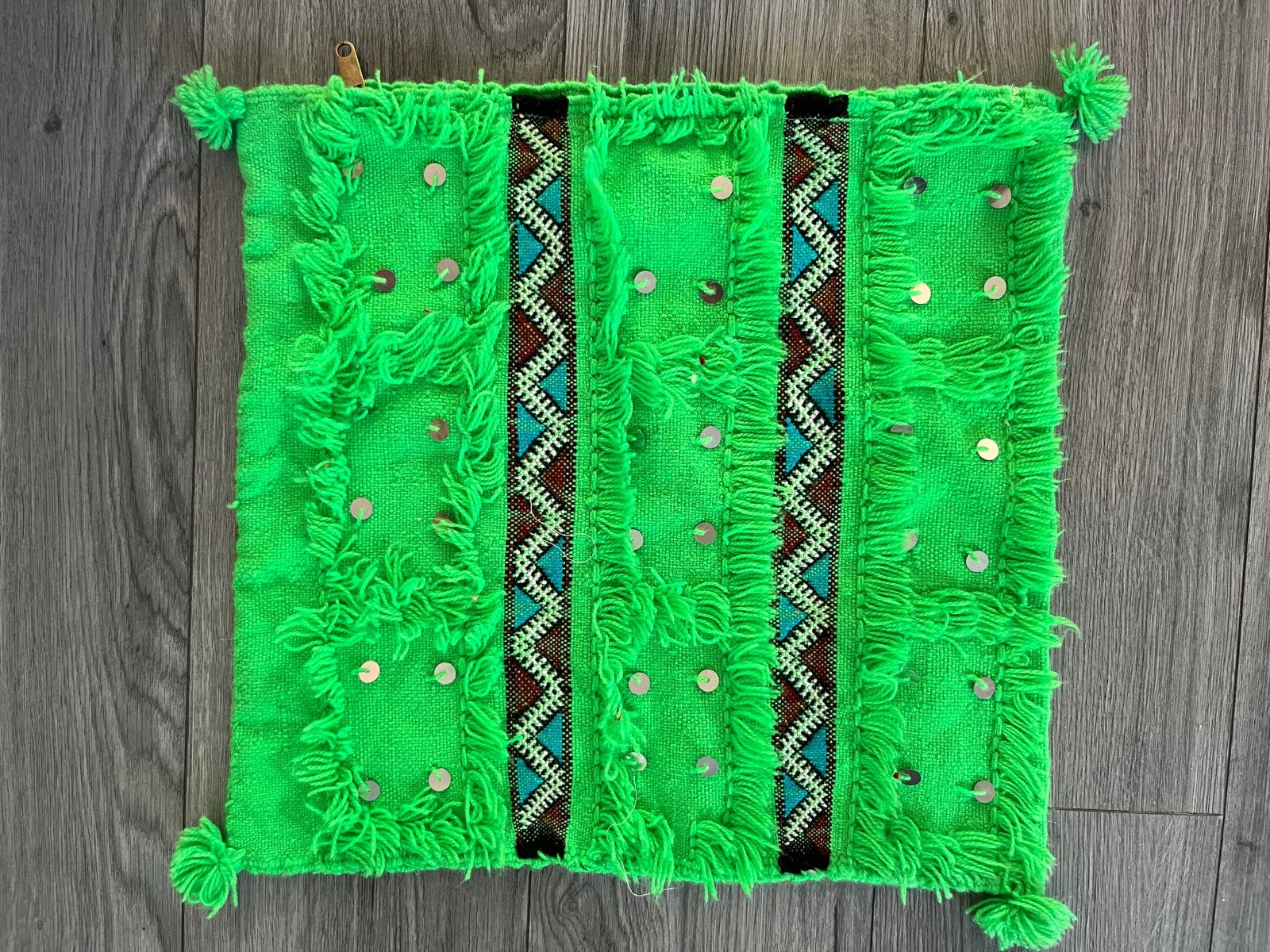 Marokkaanse kelim Berber kussenhoes, Ophalen of Verzenden, Gebruikt, Groen, Vierkant