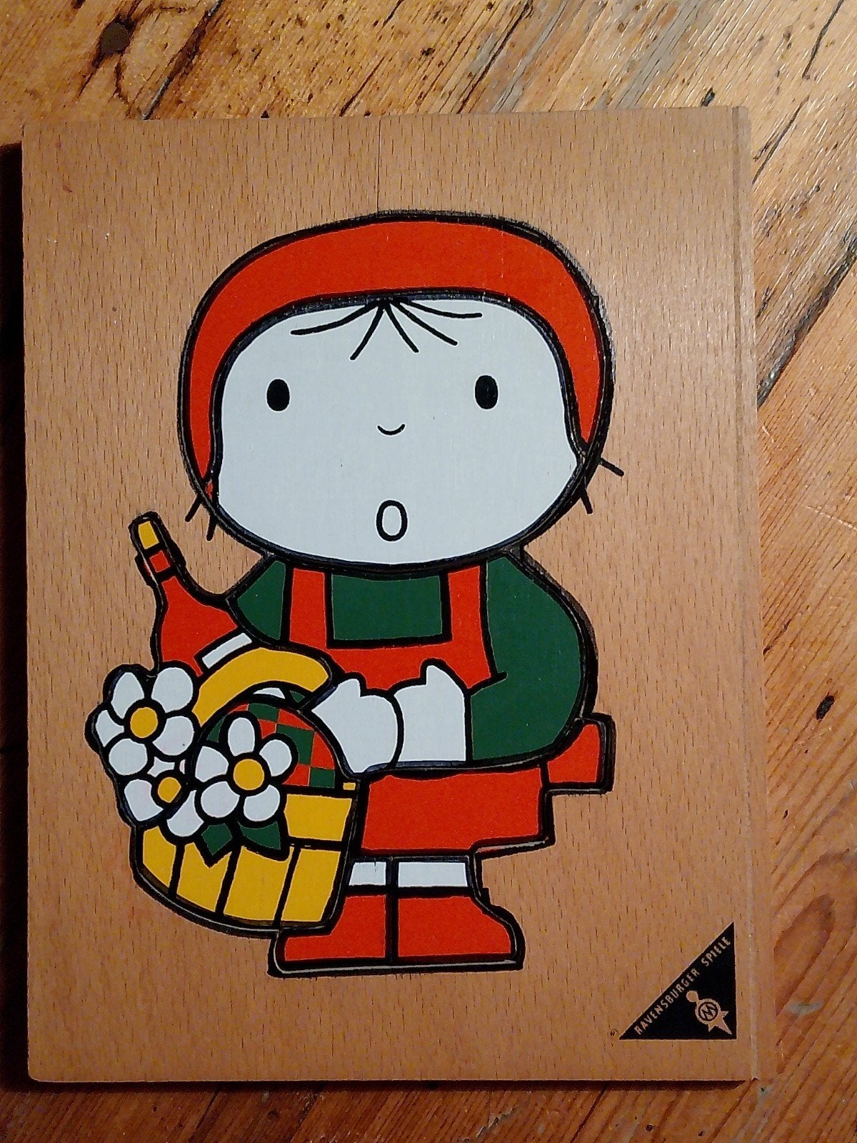 Vintage Dick Bruna Houten Inlegpuzzel Roodkapje - 1971, 2 tot 4 jaar, Gebruikt, Ophalen of Verzenden, Van hout
