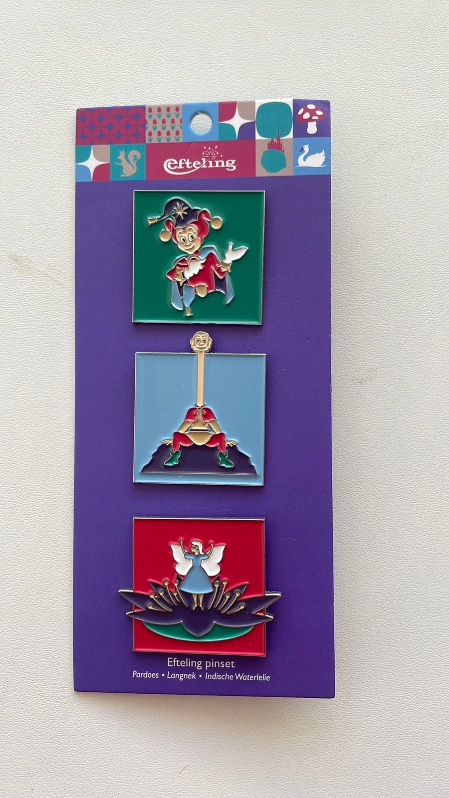 Efteling pinset Pardoes, Langnek, Indische Waterlelies, Ophalen of Verzenden, Nieuw, Button of Speldje