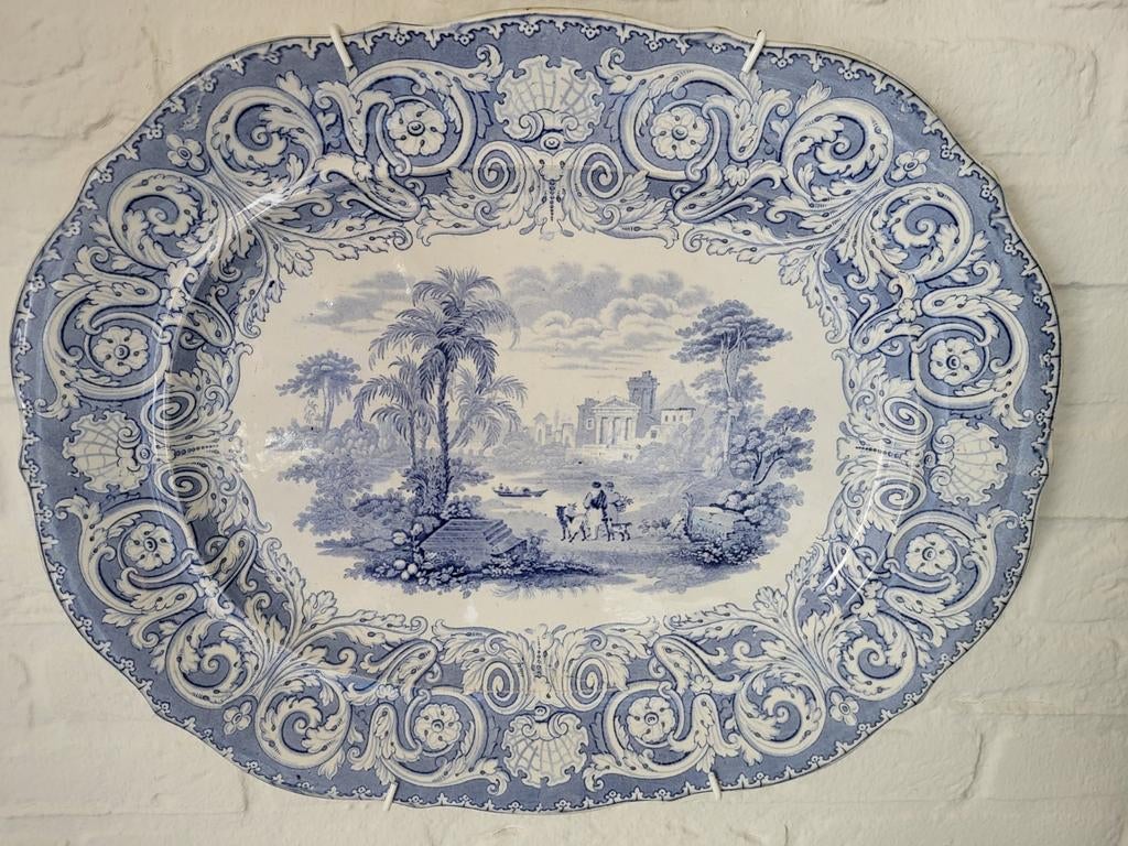 Prachtige grote Engelse serveerschaal van Charles Meigh 19e, Antiek en Kunst, Ophalen of Verzenden