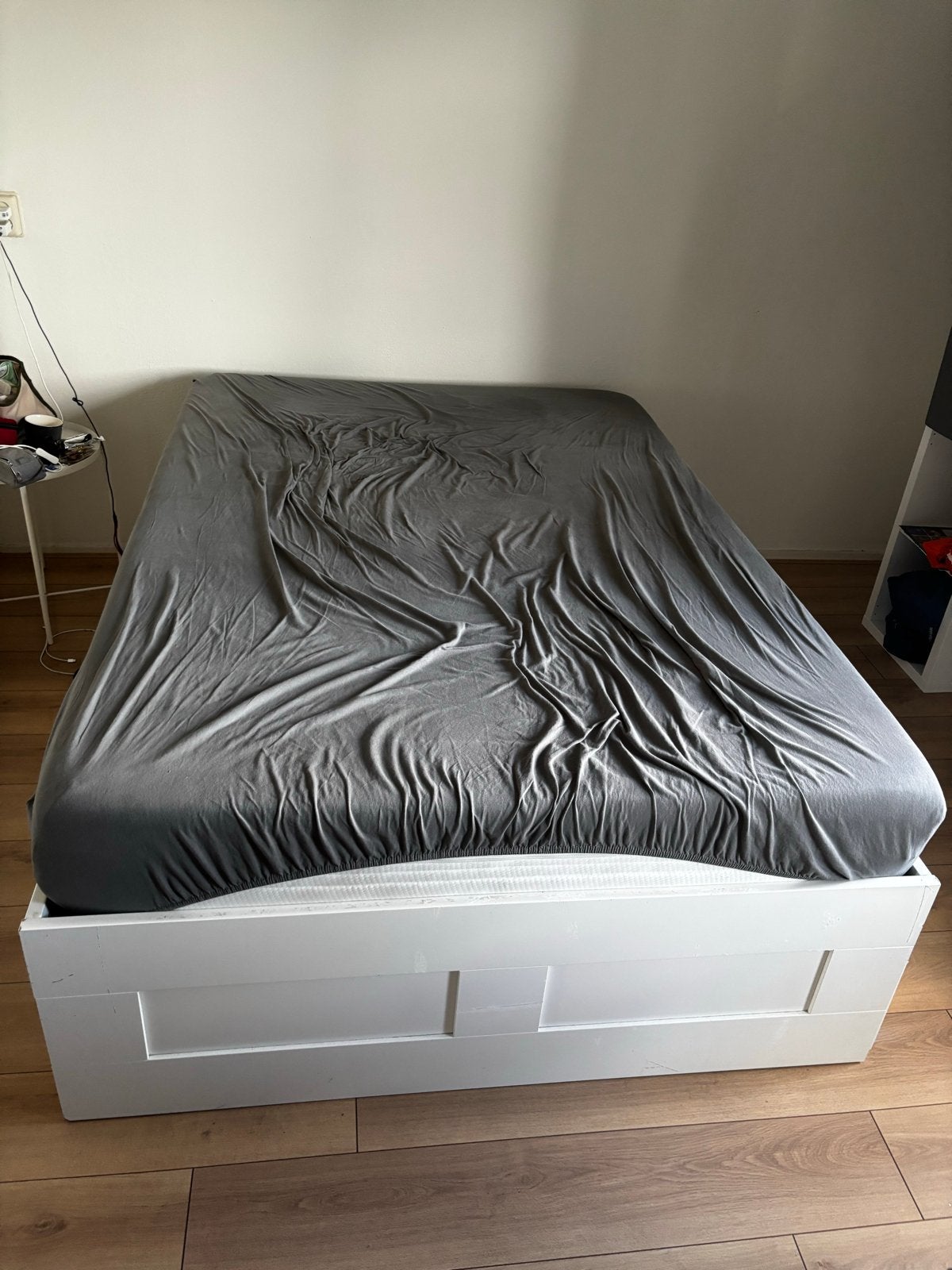 IKEA BRIMNES bed met matras - 140x200 cm, Ophalen, Gebruikt, Wit, Tweepersoons