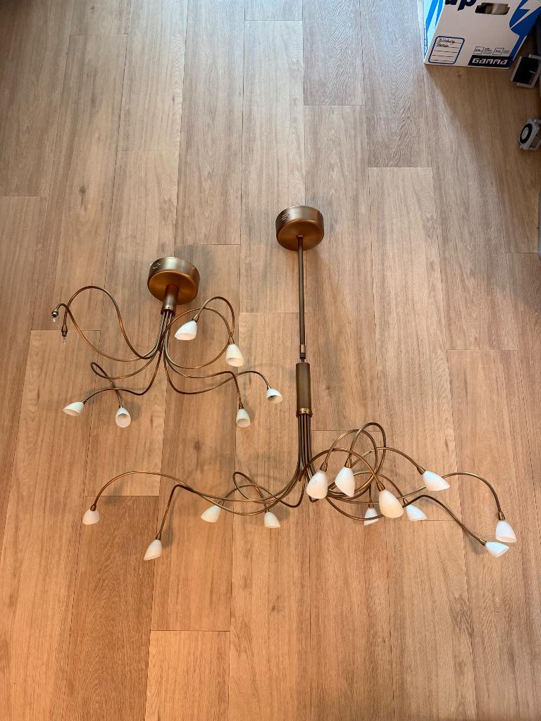 Stijlvolle design Eettafel + woonkamer lampen, Huis en Inrichting, Lampen | Wandlampen, Ophalen, Zo goed als nieuw, Glas