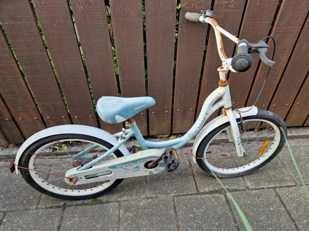Romet kinderfiets, lichtblauw, 16 inch, Velgrem, Ophalen, Romet, 16 tot 20 inch