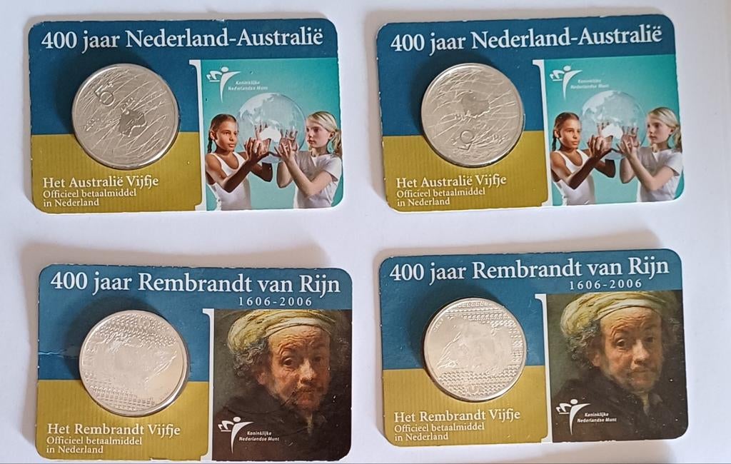 Zilveren vijf euro munten coincards, Postzegels en Munten, Setje, Koningin Beatrix, Zilver, Euro's
