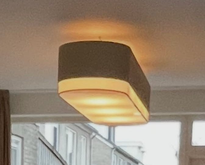 Moderne ovale plafondlamp, Ophalen, Gebruikt, Textiel, Overige fittingen