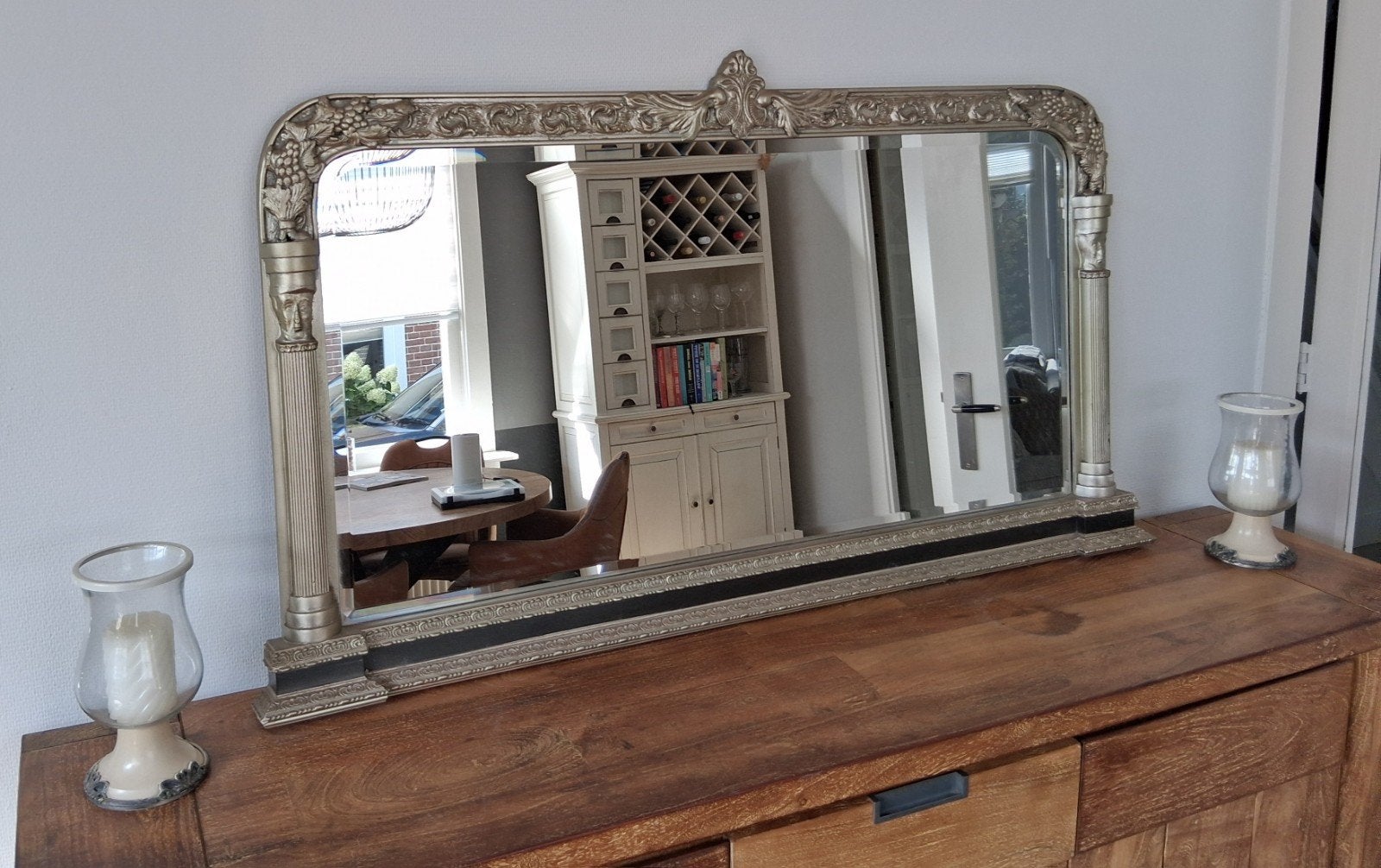 Grote brocante wandspiegel, Ophalen, Gebruikt, 125 cm of meer, Minder dan 100 cm