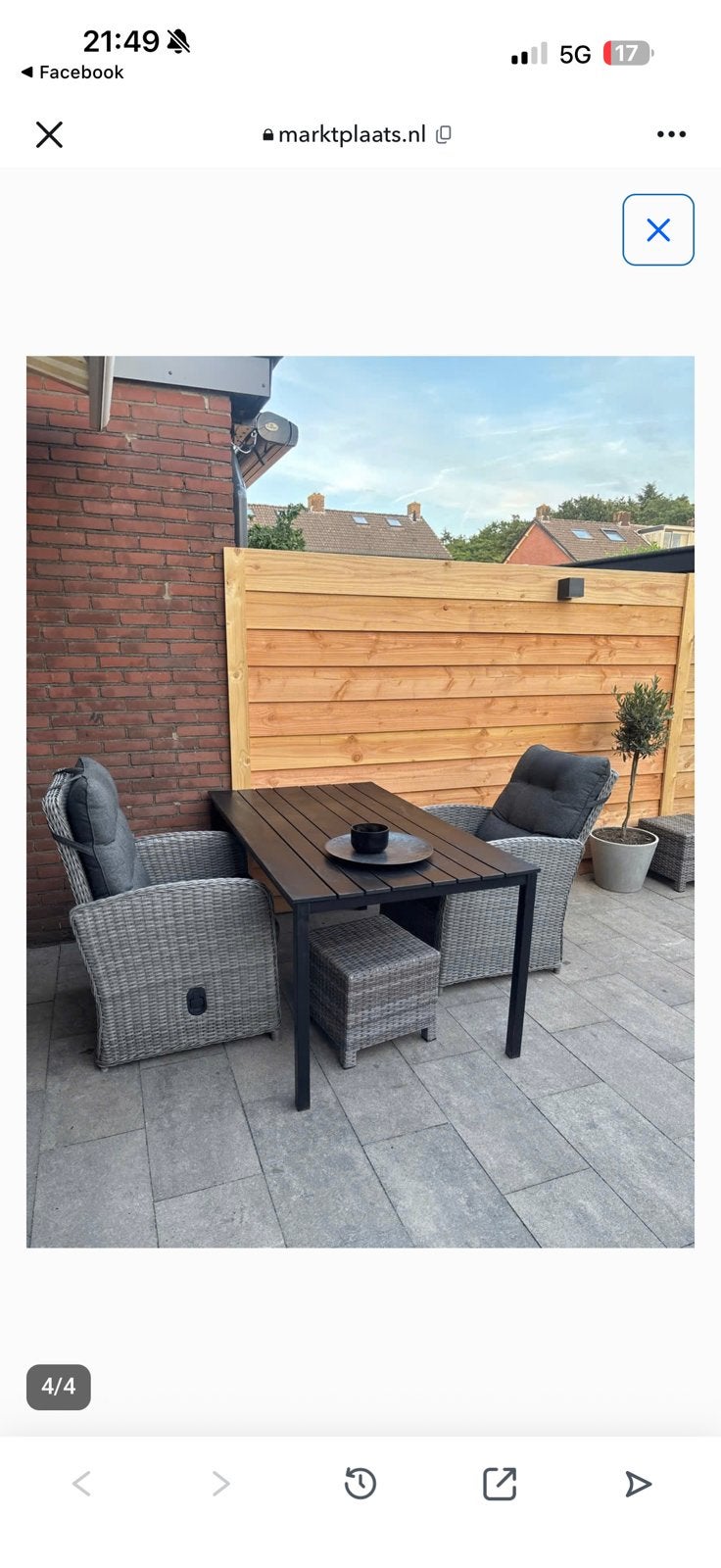 Tuinset, Zo goed als nieuw, Wicker, Tuinset, Eettafel