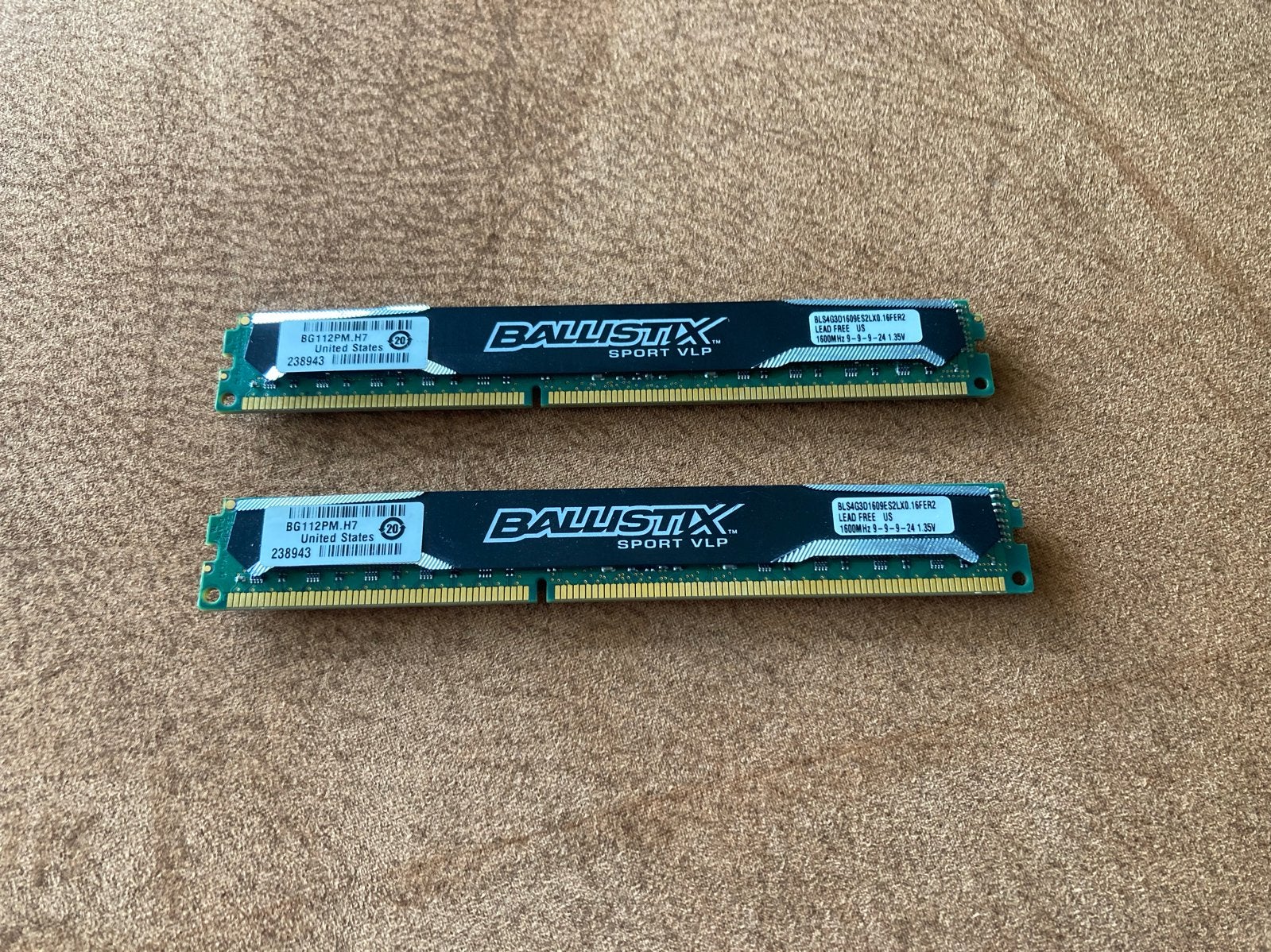 Ballistix Sport VLP 16GB (2x8GB) DDR3 RAM 1600MHz, Computers en Software, Gebruikt, Server, 8 GB, DDR3