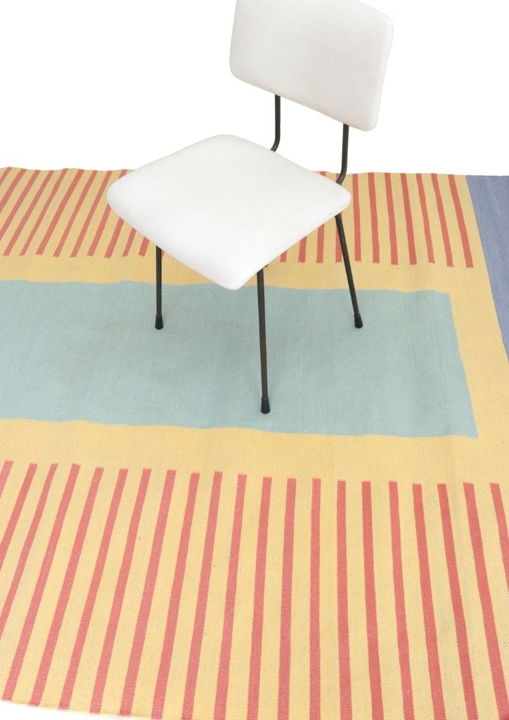 Vintage handgeweven wollen kelim tapijt jaren 70-80, Gebruikt, Blauw, 150 tot 200 cm, 200 cm of meer